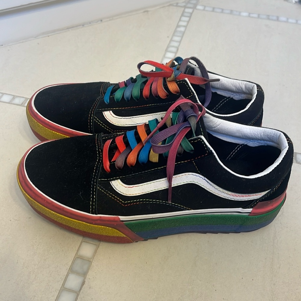 VANS barely worn rainbow platform sneakers